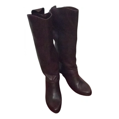 Pre-owned Divine Follie Leather Boots In Brown