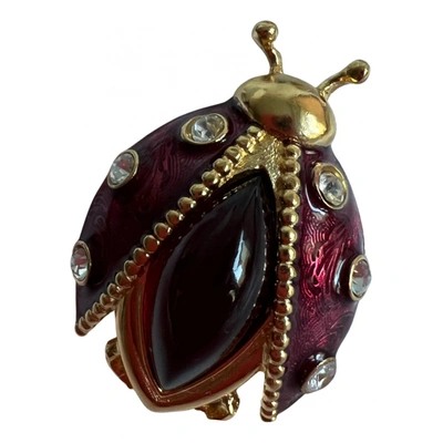 Pre-owned Dior Pin & Brooche In Burgundy