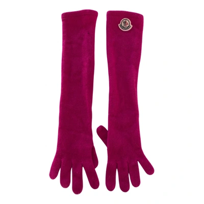 Pre-owned Moncler Wool Long Gloves In Pink