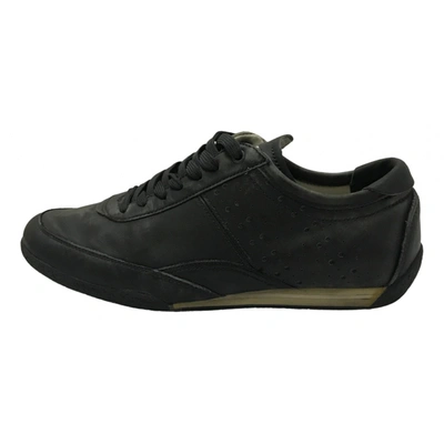 Pre-owned Dolce & Gabbana Leather Low Trainers In Anthracite