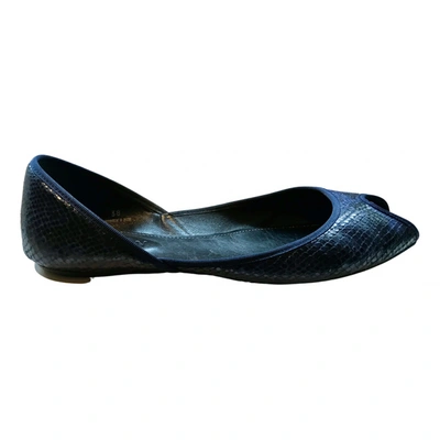 Pre-owned Hogan Leather Ballet Flats In Navy