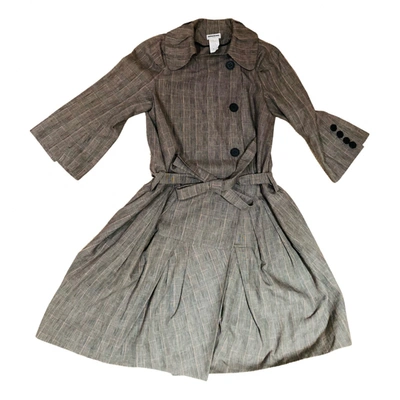 Pre-owned Sonia Rykiel Linen Trench Coat In Grey