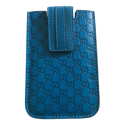 Pre-owned Gucci Leather Purse In Blue