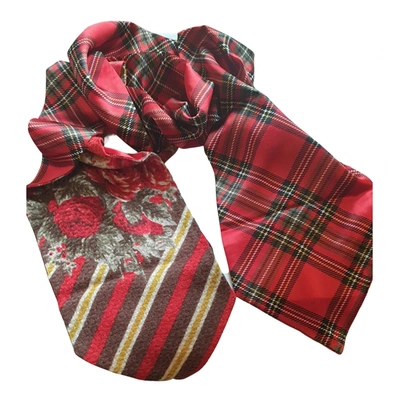 Pre-owned Kenzo Silk Scarf In Red