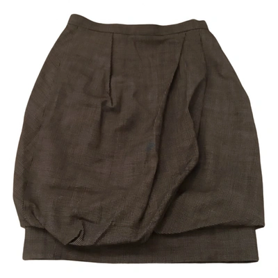 Pre-owned Dior Wool Mini Skirt In Grey