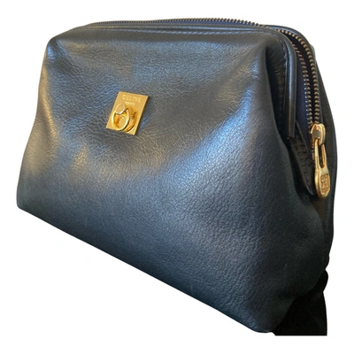 Pre-owned Celine Leather Clutch Bag In Blue