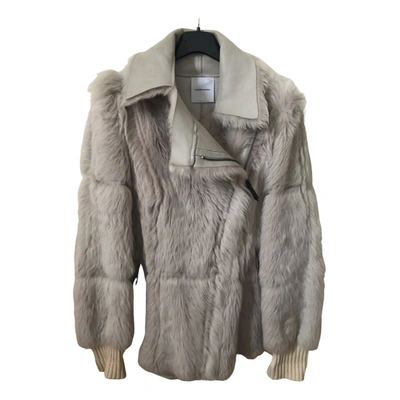 Pre-owned Costume National Faux Fur Coat In Grey