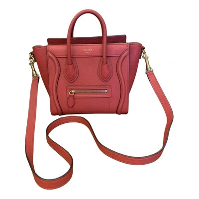 Pre-owned Celine Nano Luggage Leather Handbag In Red
