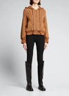Kobi Halperin Lynne Mixed-knit Zip-up Sweater In Camel