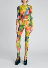 DRIES VAN NOTEN BLURRY FLORAL-PRINT RUCHED STOCKINGS