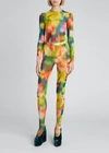Dries Van Noten Blurry Floral-print Ruched Stockings In Multi