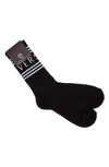Versace First Line Stripe Crew Socks In Black White