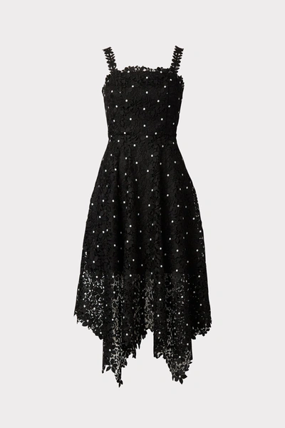 Milly Yara Sleeveless Daisy Lace Dress In Black