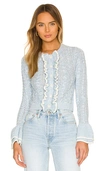 Tularosa Starlene Ruffle Cardigan In Baby Blue