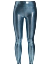 Heroine Sport Marvel Metallic Stretch Leggings In Titanium Blue