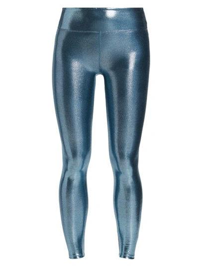 Heroine Sport Marvel Metallic Stretch Leggings In Blue