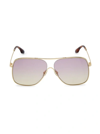Victoria Beckham Loop 64mm Oversize Navigator Sunglasses In Gold/ Pink Yellow