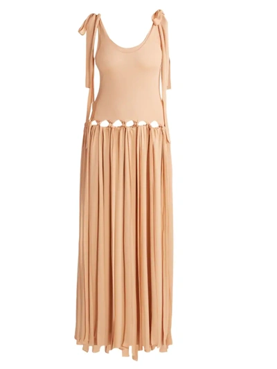 Chloé Chloe Ladies Smoked Ochre Layered Knotted Maxi Dress