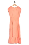 Maisie Gauze Smocked Midi Dress In Apricot Breeze