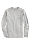 Vineyard Vines Garment Dyed Vintage Whale Long-sleeve Pocket Graphic Tee In Grey Heather