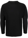 Issey Miyake Pleated Relaxed-fit Boat-neck Woven Top In Schwarz