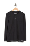 Mister Slubbed Knit Long Sleeve Henley T-shirt In Black