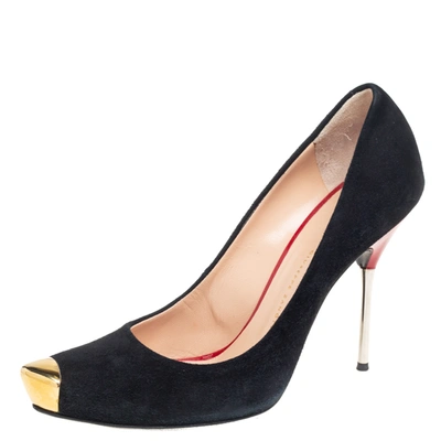 Pre-owned Giuseppe Zanotti Black Suede Pointed Toe Pumps Size 38