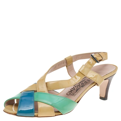 Pre-owned Ferragamo Multicolor Patent Leather Sandals Size 37