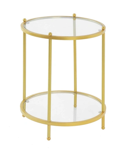 Convenience Concepts Royal Crest 2 Tier Round Glass End Table With Shelf In Clear Glass,gold-tone