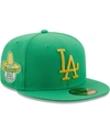 NEW ERA MEN'S KELLY GREEN LOS ANGELES DODGERS 1959 MLB ALL-STAR GAME SIDE PATCH YELLOW UNDERVISOR 59FIFTY FI