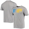 New Era Heathered Gray Los Angeles Chargers Combine Authentic Game On T-shirt In Heather Gray