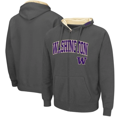 Colosseum Men's  Charcoal Washington Huskies Arch & Logo 3.0 Full-zip Hoodie