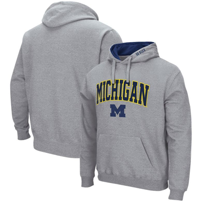 Colosseum Men's Heathered Gray Michigan Wolverines Arch Logo 3.0 Pullover Hoodie