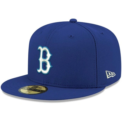 New Era Men's Royal Boston Red Sox Logo White 59fifty Fitted Hat In Royal/royal