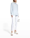 Lafayette 148 Scottie Concealed Placket Blouse In Blue Mist