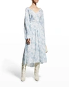 Vince Dahlia Long-sleeve Double V-neck Dress In Off White