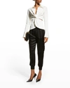 Cinq À Sept Austyn Knotted Front Long Sleeve Top In Ivory