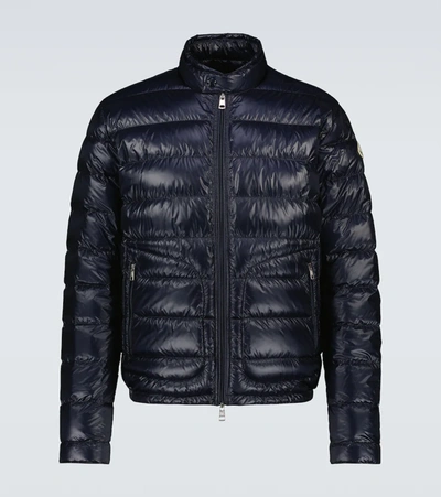 Moncler Acorus Short Down Jacket In Blue