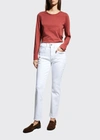 Lafayette 148 L148 Denim Reeve Straight Jean In Washed Plaster