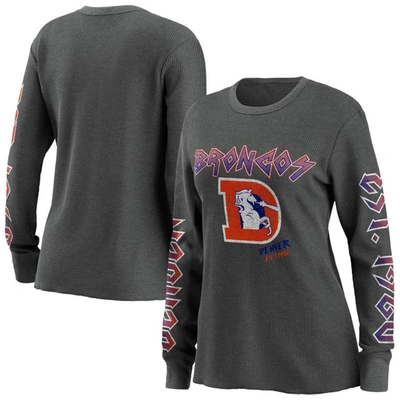 Wear By Erin Andrews Women's  Gray Denver Broncos Long Sleeve Thermal T-shirt