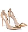 GIANVITO ROSSI PLEXI 105 LEATHER AND PVC PUMPS