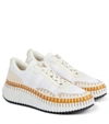 Chloé Nama Blanket-stitch Recycled-mesh Trainers In White