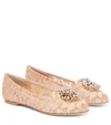 DOLCE & GABBANA VALLY EMBELLISHED LACE FLAT SHOES