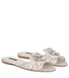 Dolce & Gabbana Bianca Crystal-embellished Lace Sandals In Ice