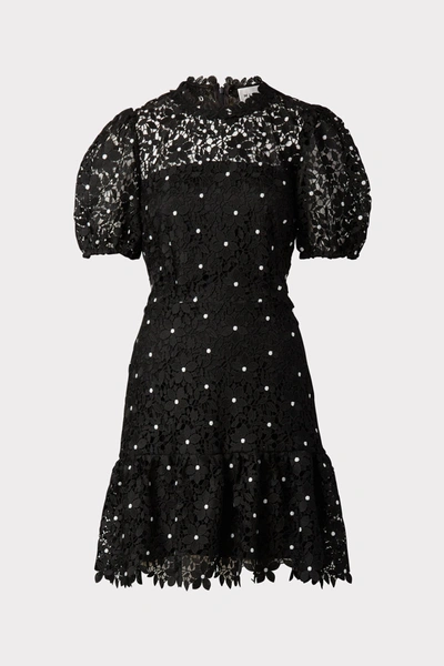 Milly Yasmin Daisy Lace-trim Dress In Black