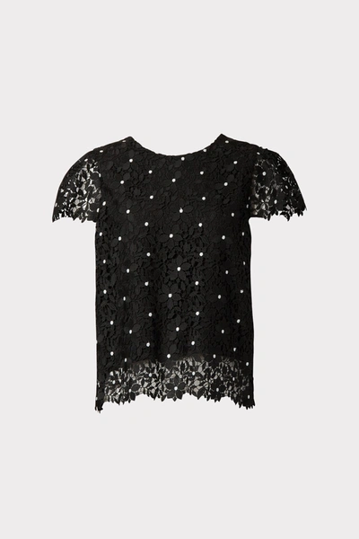 Milly Daisy Lace Baby Tee In Black