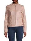 Cole Haan Quilted Italian Leather Jacket In Nude