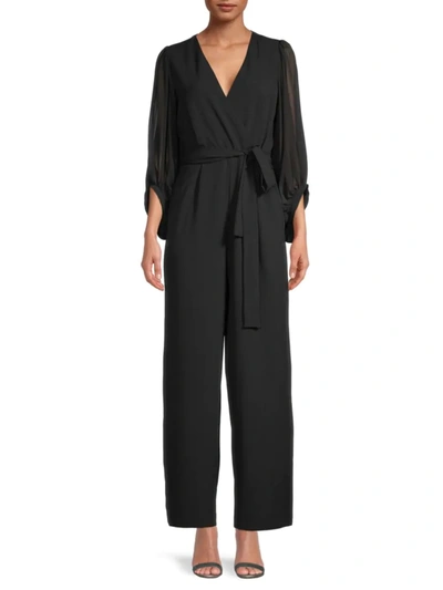 Donna Ricco Women's Wrap-effect Jumpsuit In Black