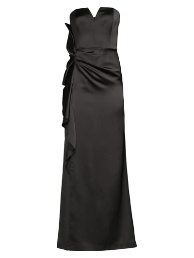 Aidan Mattox Strapless Sweetheart Flare Gown In Black