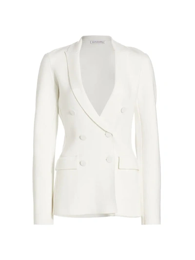 Altuzarra Indi Double-breasted Knit Blazer Jacket In Natural White